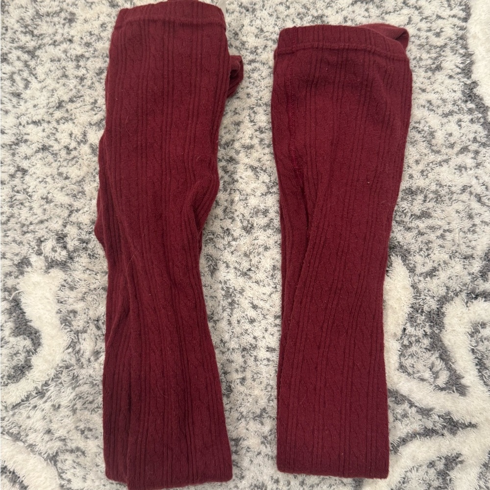 Little Stocking Co. Christmas Red Cable Knit Tights